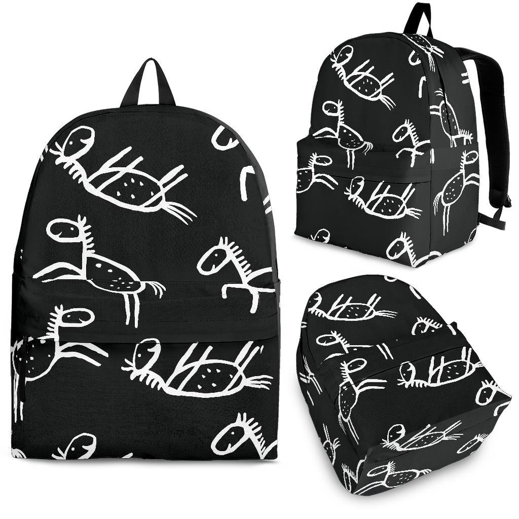 Equestrian Drawn Pattern Print Backpack-grizzshop