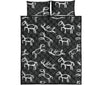 Equestrian Drawn Pattern Print Bed Set Quilt-grizzshop