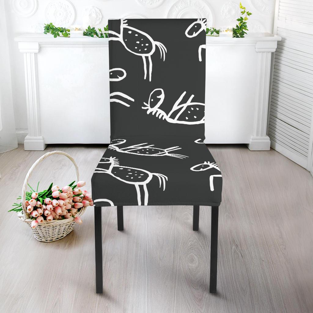 Equestrian Drawn Pattern Print Chair Cover-grizzshop