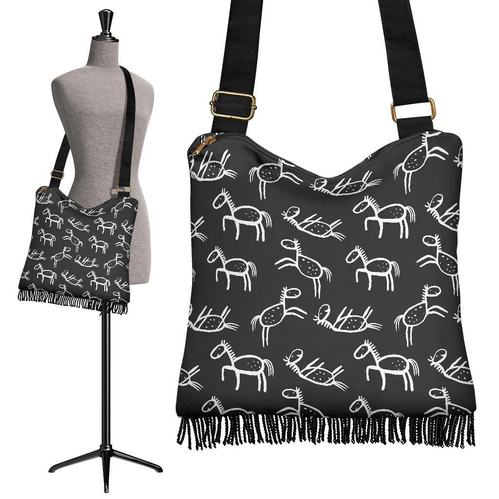 Equestrian Drawn Pattern Print Crossbody bags-grizzshop