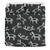 Equestrian Drawn Pattern Print Duvet Cover Bedding Set-grizzshop