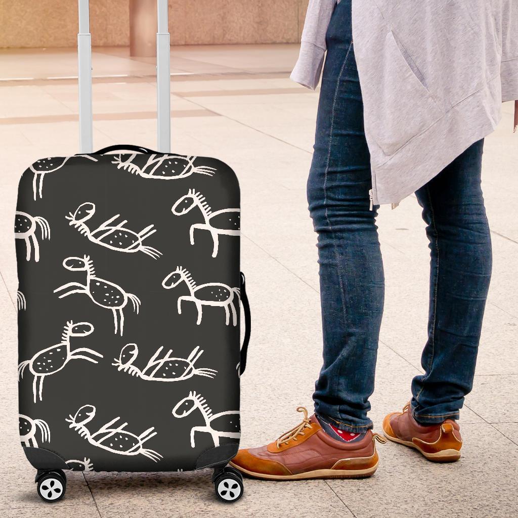 Equestrian Drawn Pattern Print Luggage Cover Protector-grizzshop