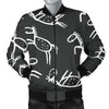 Equestrian Drawn Pattern Print Men's Bomber Jacket-grizzshop