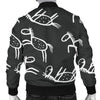 Equestrian Drawn Pattern Print Men's Bomber Jacket-grizzshop