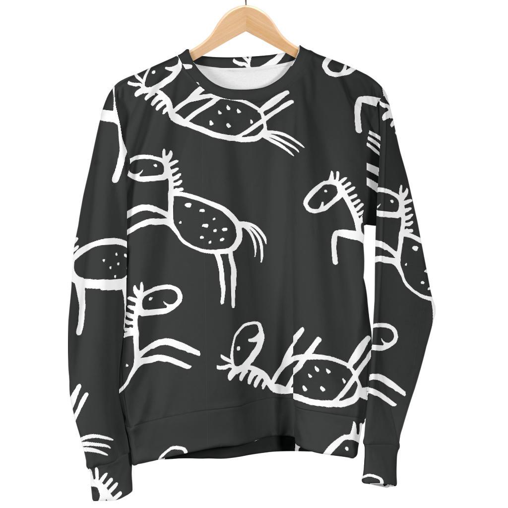 Equestrian Drawn Pattern Print Women's Sweatshirt-grizzshop