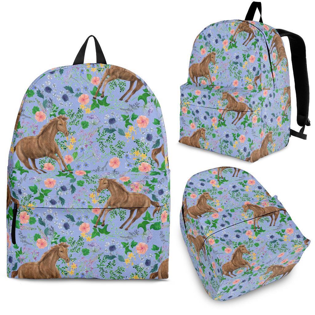 Equestrian Floral Pattern Print Backpack-grizzshop