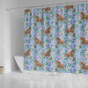 Equestrian Floral Pattern Print Bathroom Shower Curtain-grizzshop