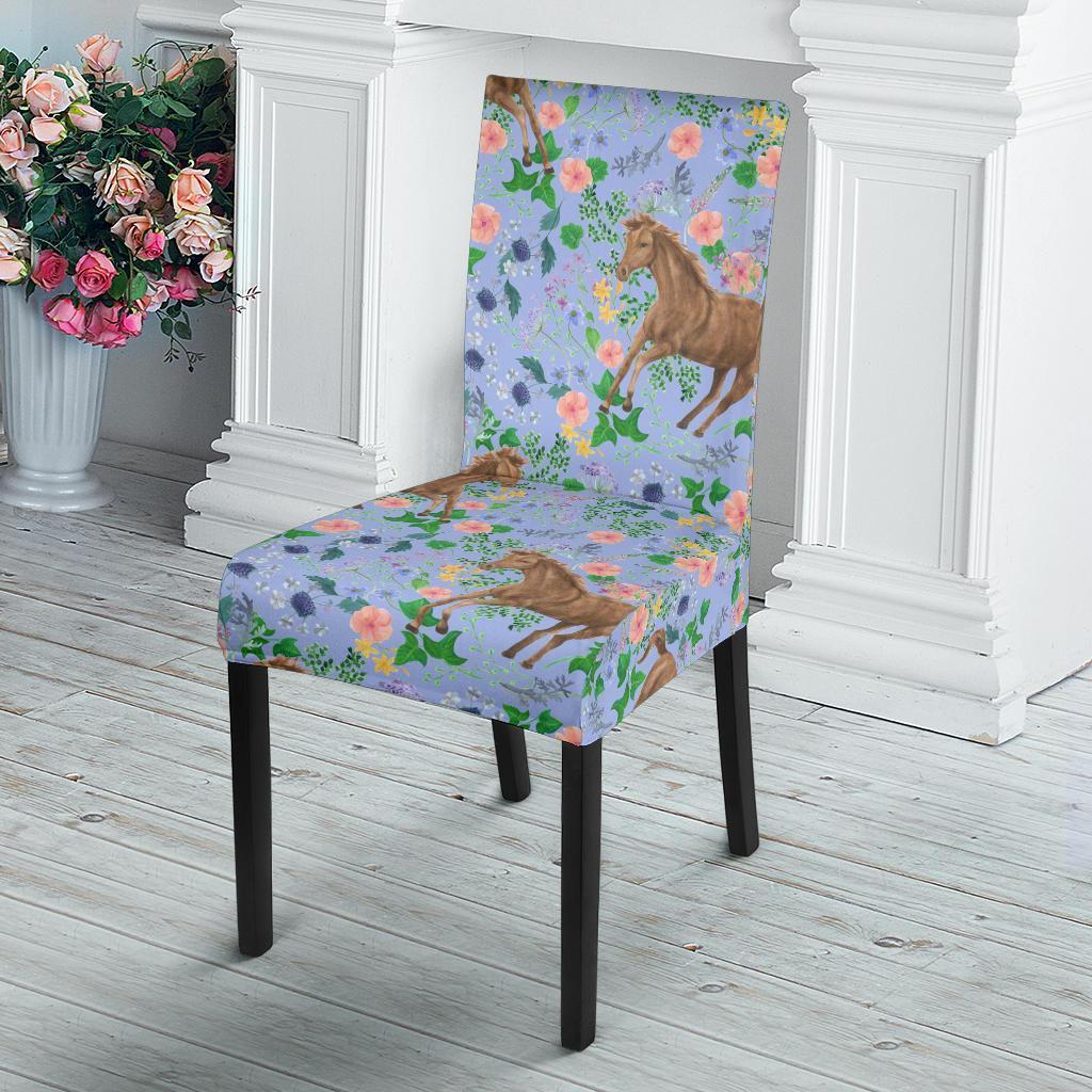 Equestrian Floral Pattern Print Chair Cover-grizzshop