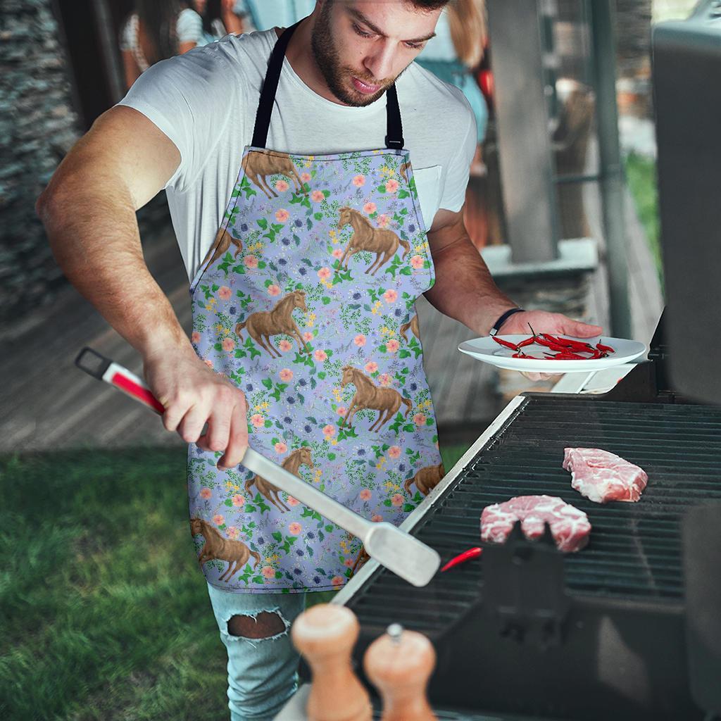 Equestrian Floral Pattern Print Men's Apron-grizzshop