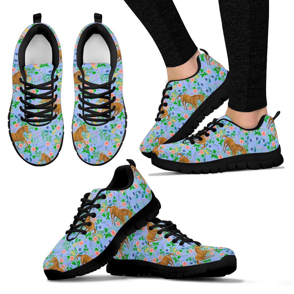 Equestrian Floral Pattern Print Sneaker Shoes For Men Women-grizzshop