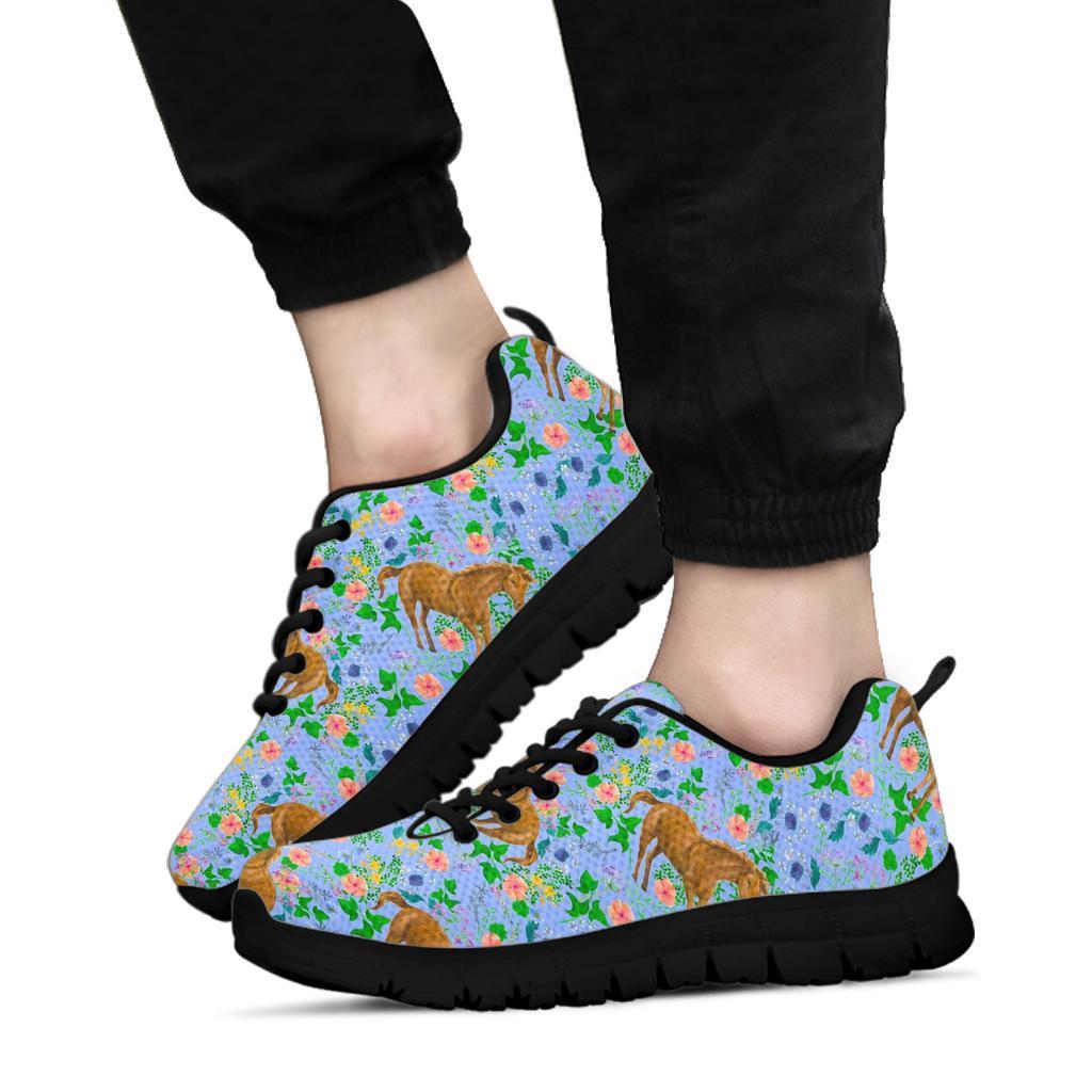 Equestrian Floral Pattern Print Sneaker Shoes For Men Women-grizzshop