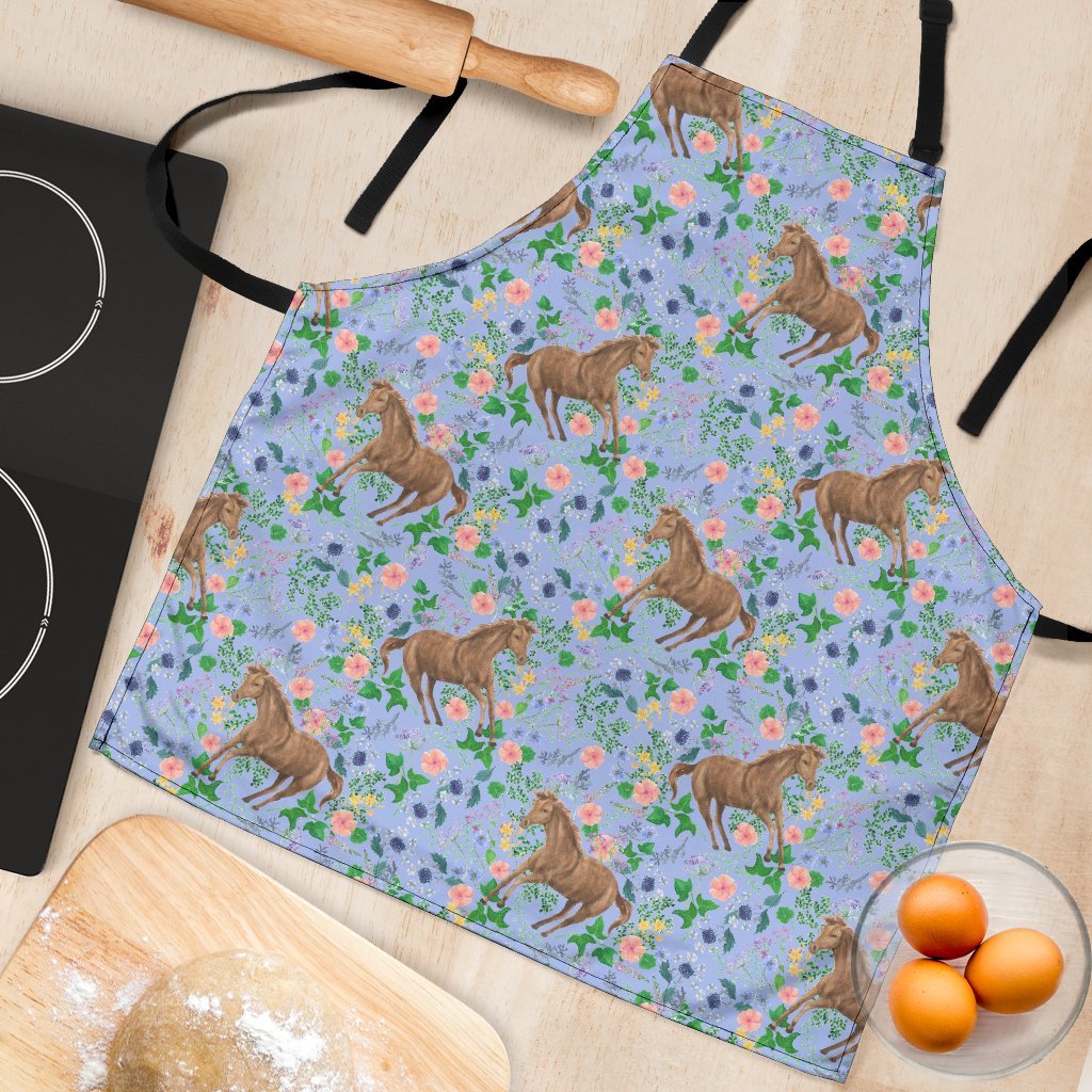 Equestrian Floral Pattern Print Women's Apron-grizzshop