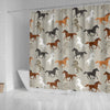 Equestrian Pattern Print Bathroom Shower Curtain-grizzshop