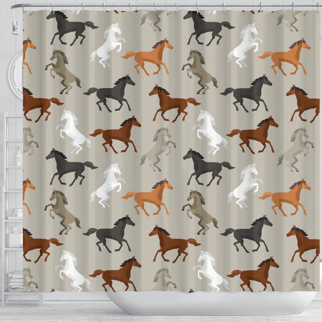 Equestrian Pattern Print Bathroom Shower Curtain-grizzshop