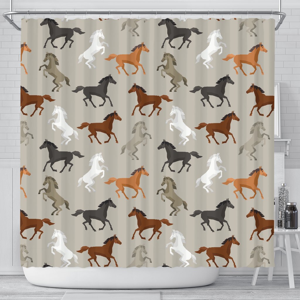 Equestrian Pattern Print Bathroom Shower Curtain-grizzshop