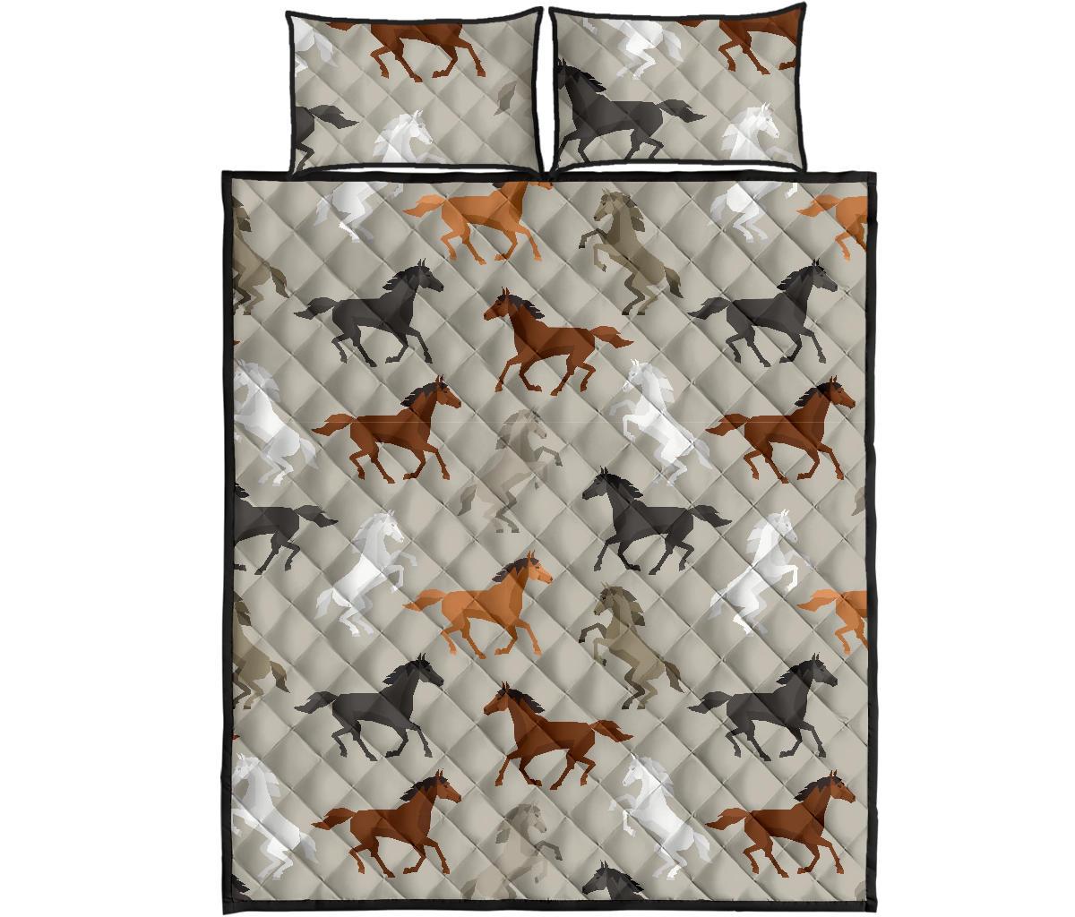 Equestrian Pattern Print Bed Set Quilt-grizzshop