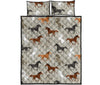 Equestrian Pattern Print Bed Set Quilt-grizzshop