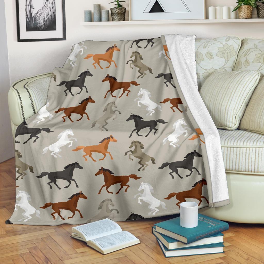 Equestrian Pattern Print Blanket-grizzshop