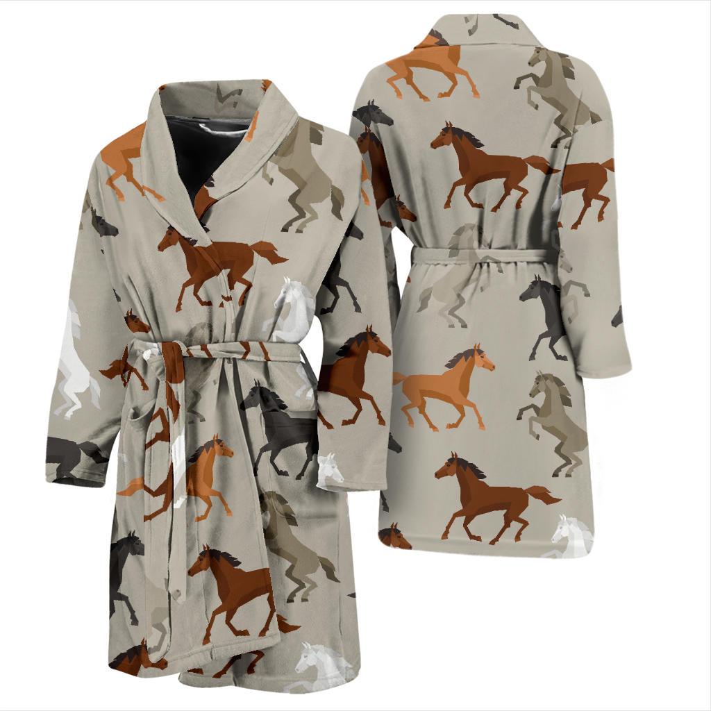Equestrian Pattern Print Men Long Robe-grizzshop