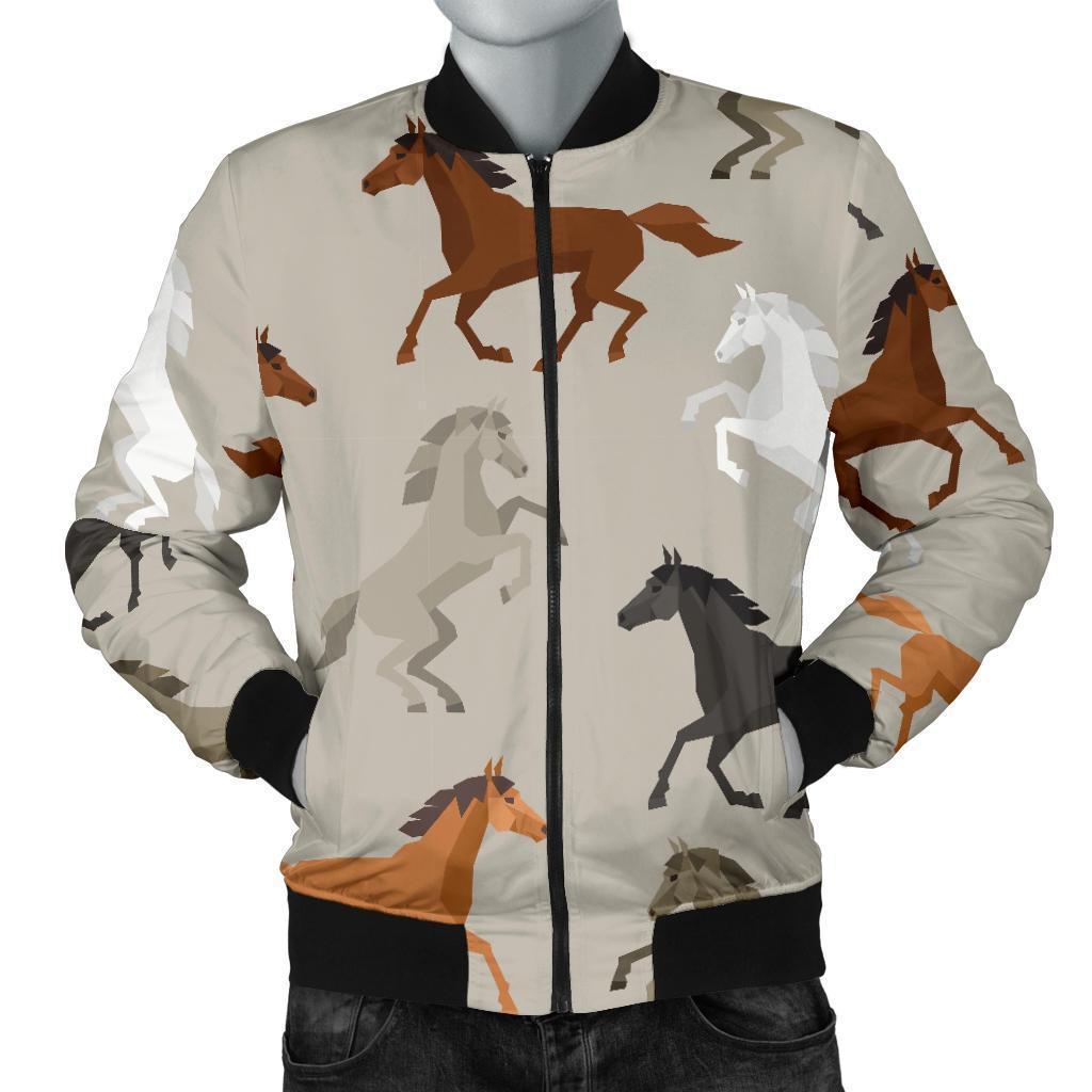 Equestrian Pattern Print Men's Bomber Jacket-grizzshop