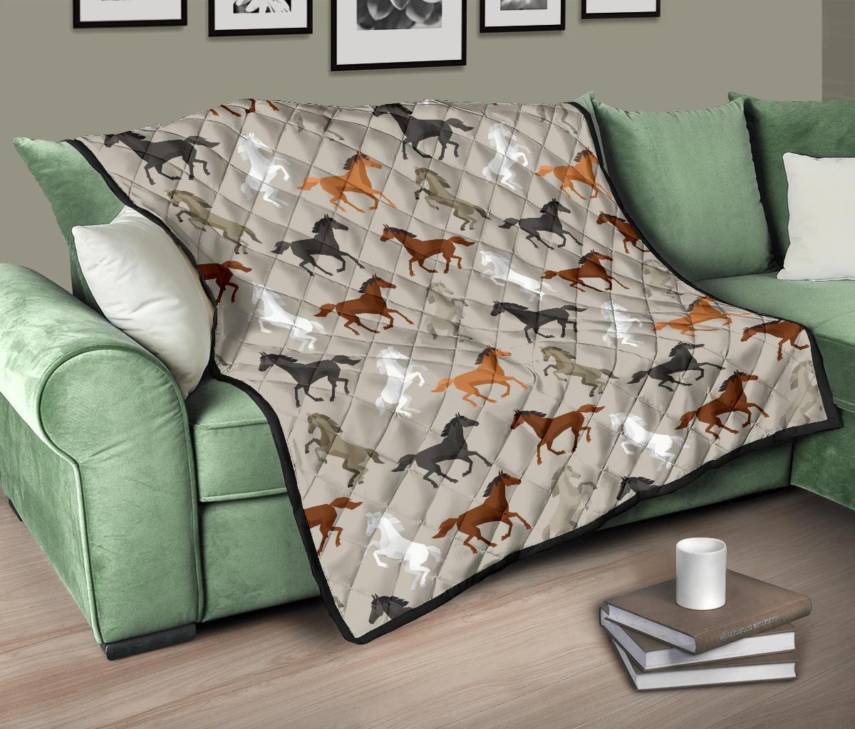 Equestrian Pattern Print Quilt-grizzshop