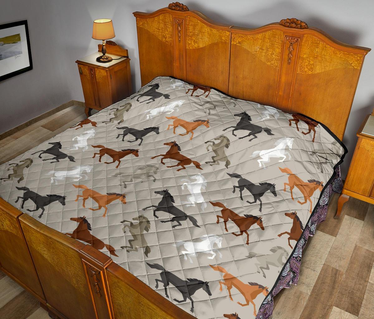 Equestrian Pattern Print Quilt-grizzshop