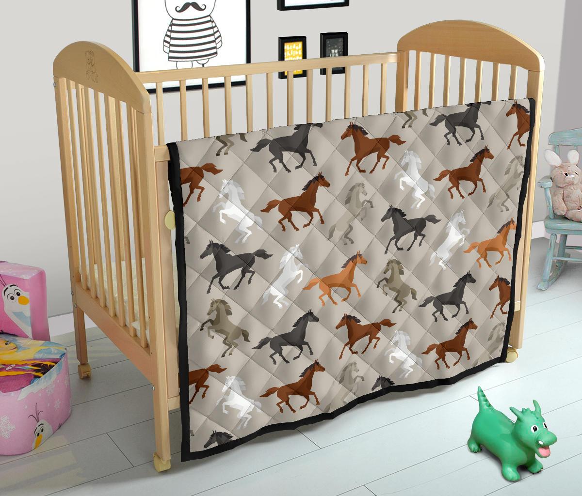 Equestrian Pattern Print Quilt-grizzshop