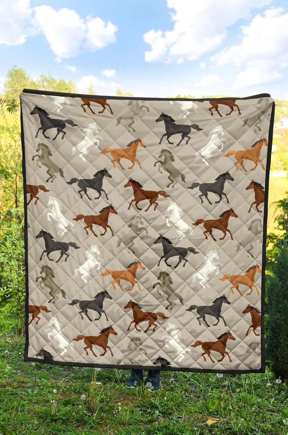 Equestrian Pattern Print Quilt-grizzshop