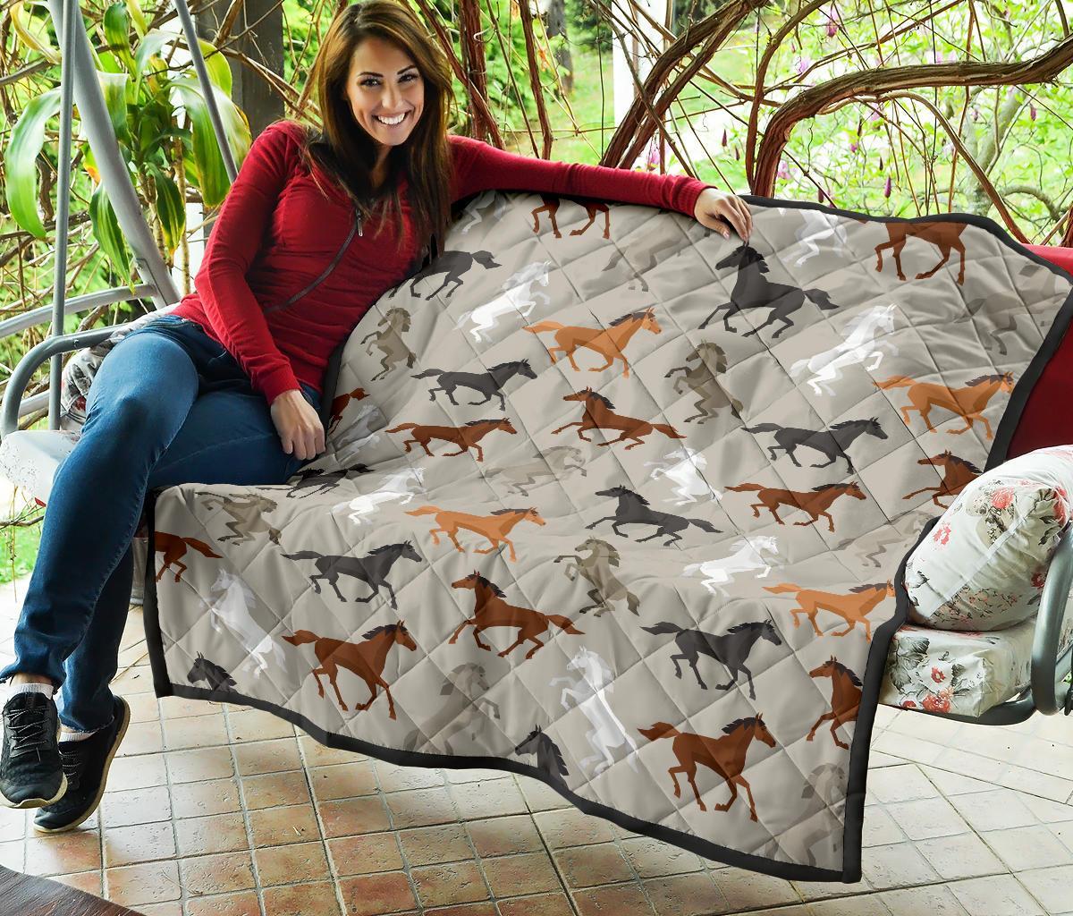 Equestrian Pattern Print Quilt-grizzshop