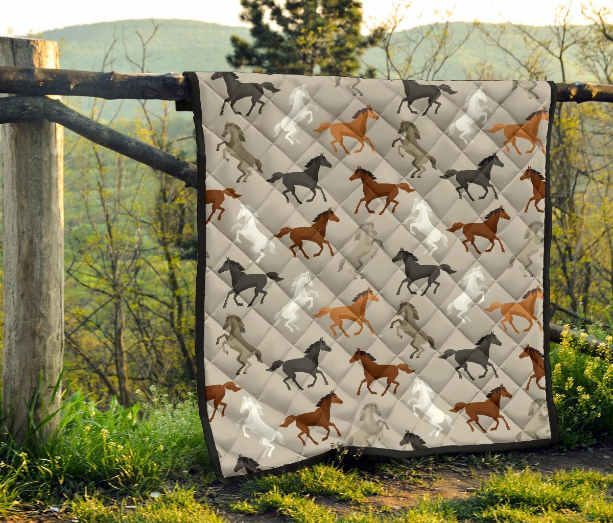 Equestrian Pattern Print Quilt-grizzshop