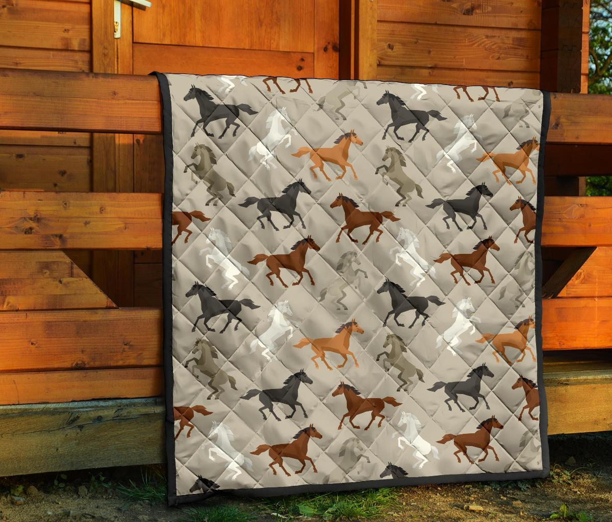 Equestrian Pattern Print Quilt-grizzshop