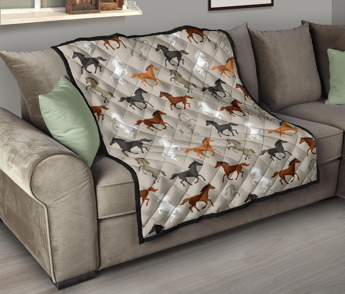 Equestrian Pattern Print Quilt-grizzshop