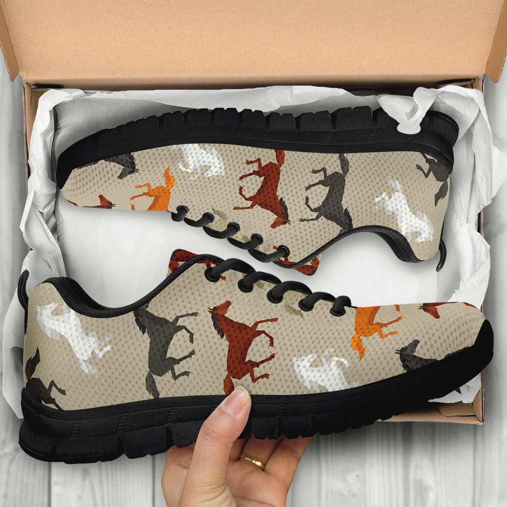 Equestrian Pattern Print Sneaker Shoes For Men Women-grizzshop