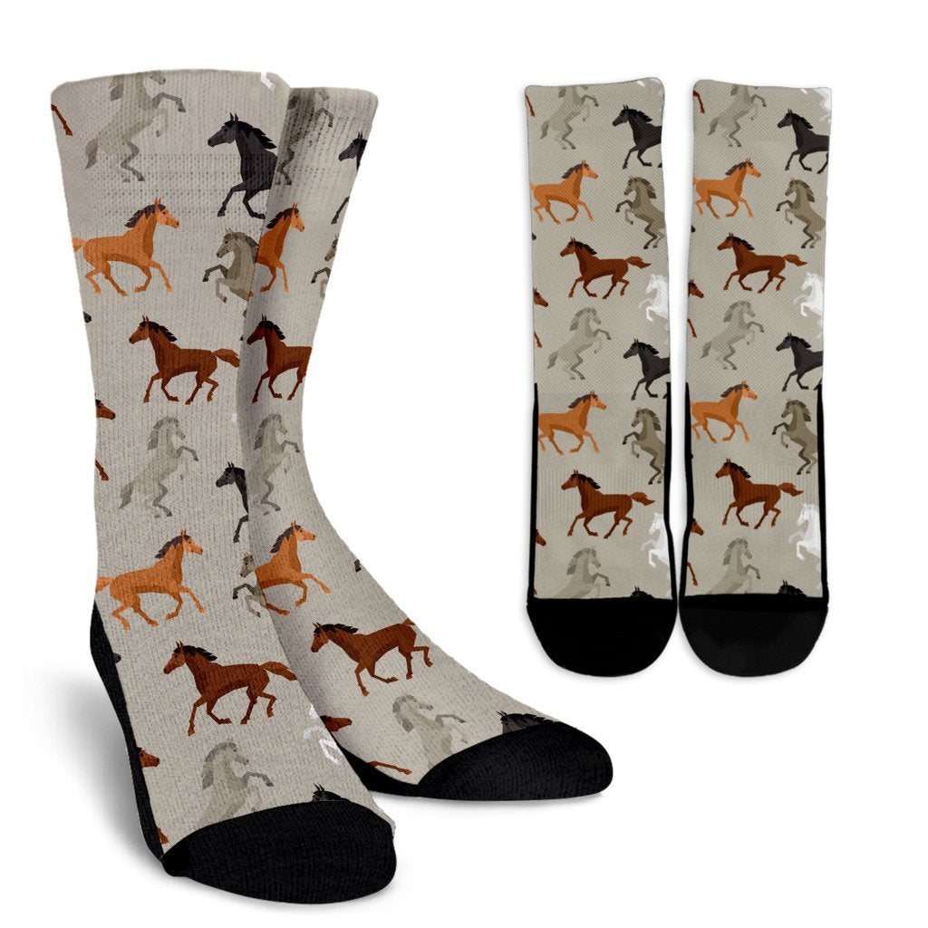 Equestrian Pattern Print Unisex Crew Socks-grizzshop