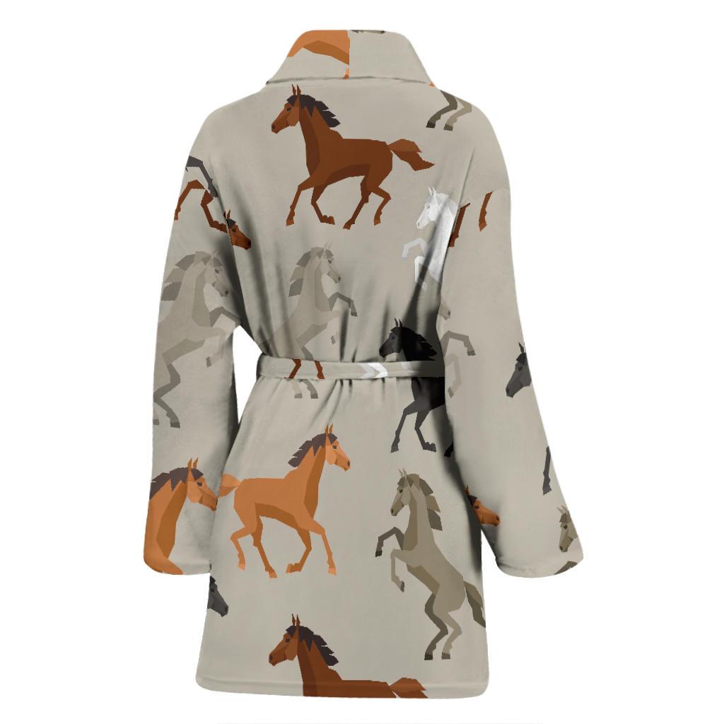 Equestrian Pattern Print Women Long Robe-grizzshop