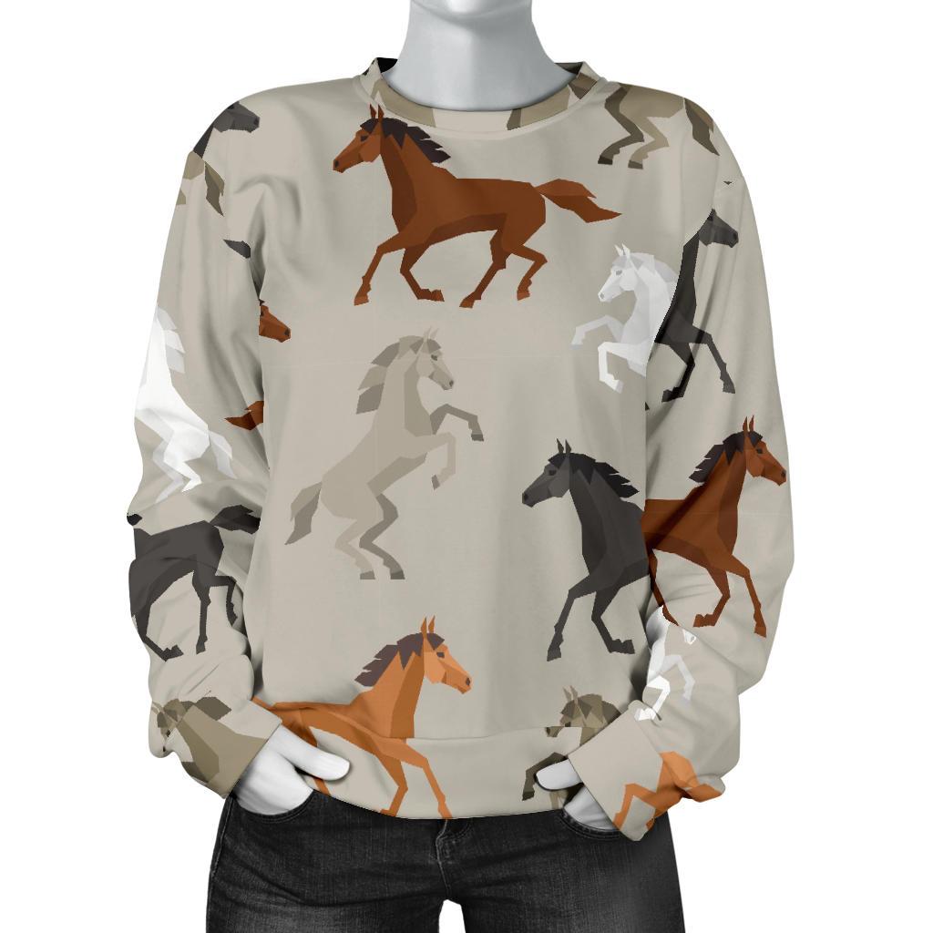 Equestrian Pattern Print Women's Sweatshirt-grizzshop