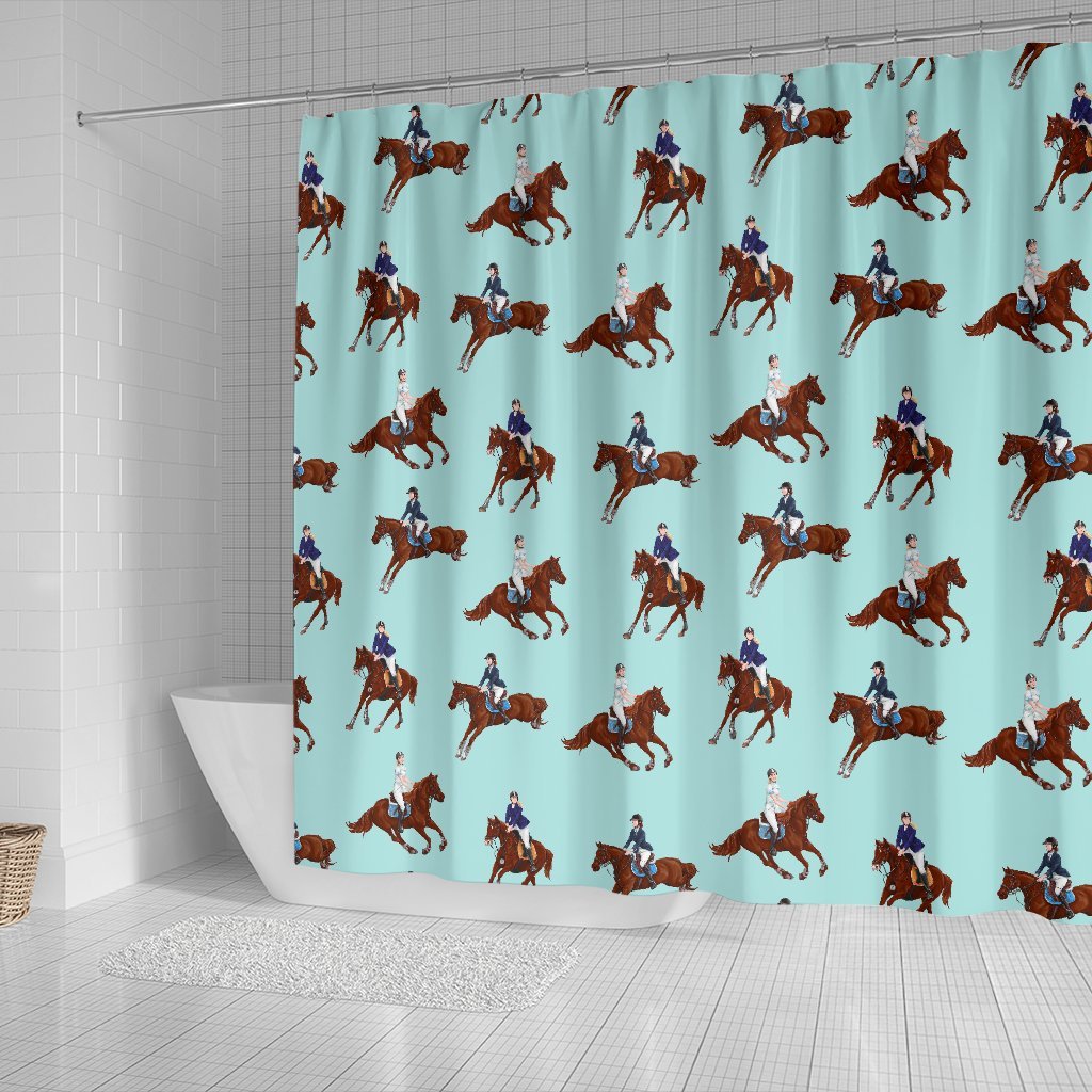 Equestrian Print Pattern Bathroom Shower Curtain-grizzshop