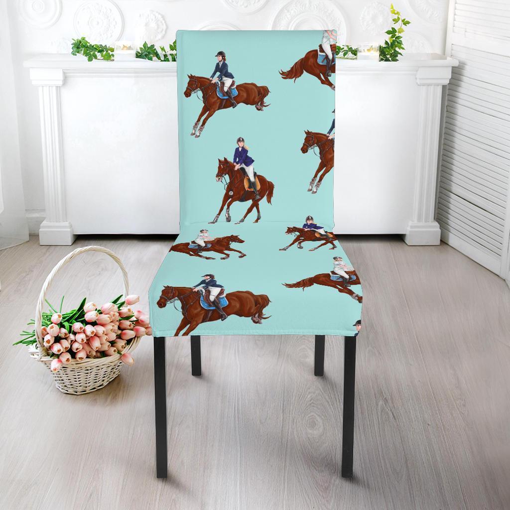 Equestrian Print Pattern Chair Cover-grizzshop