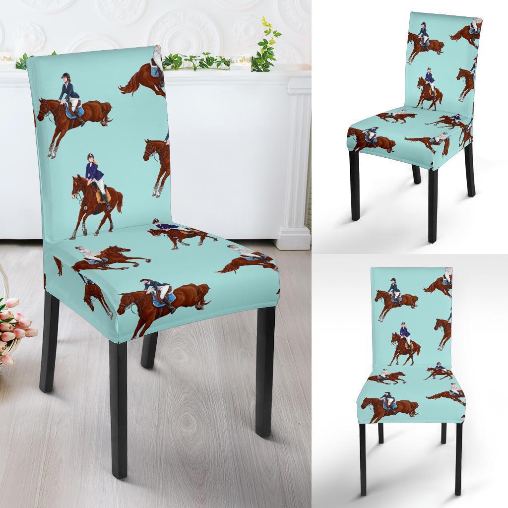 Equestrian Print Pattern Chair Cover-grizzshop