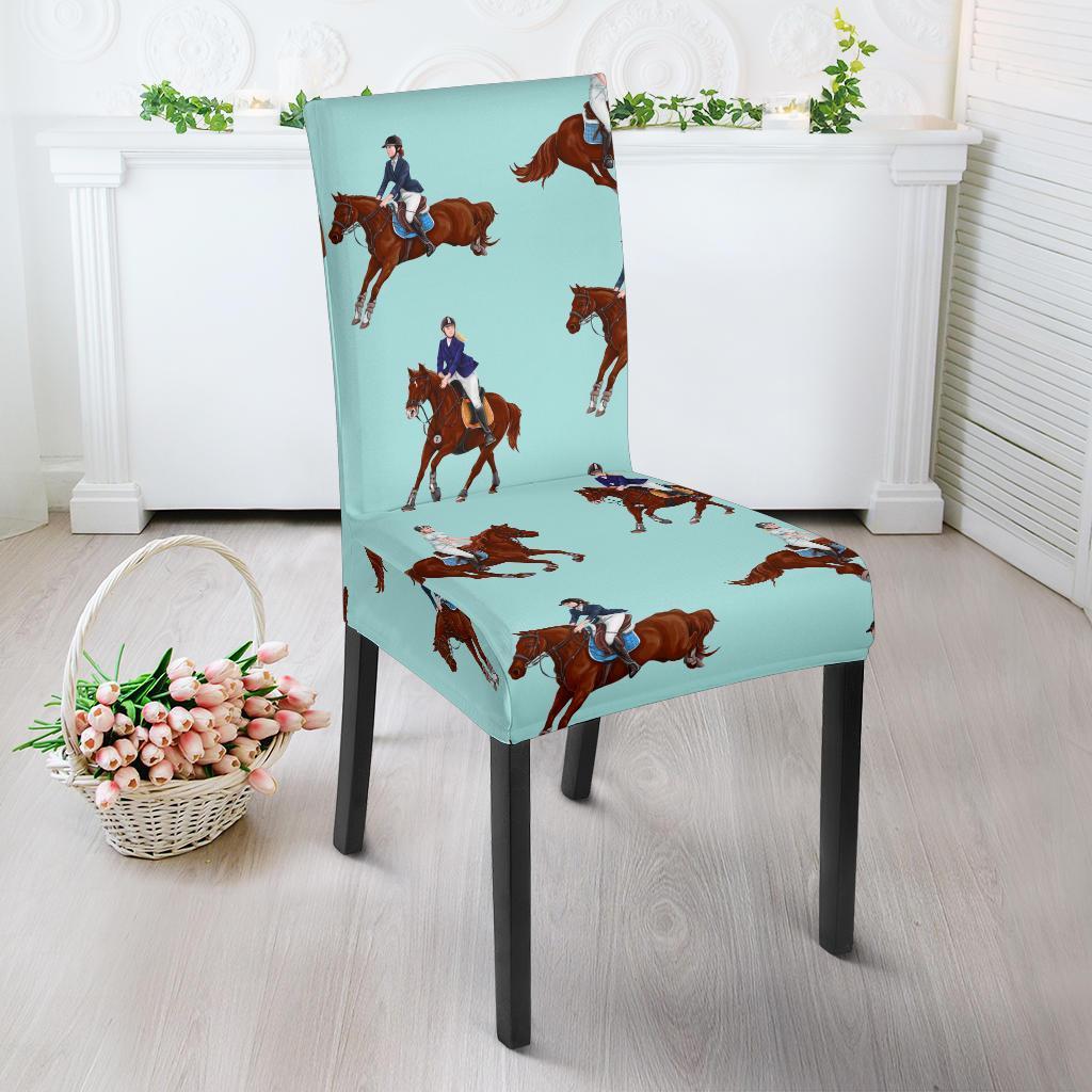 Equestrian Print Pattern Chair Cover-grizzshop