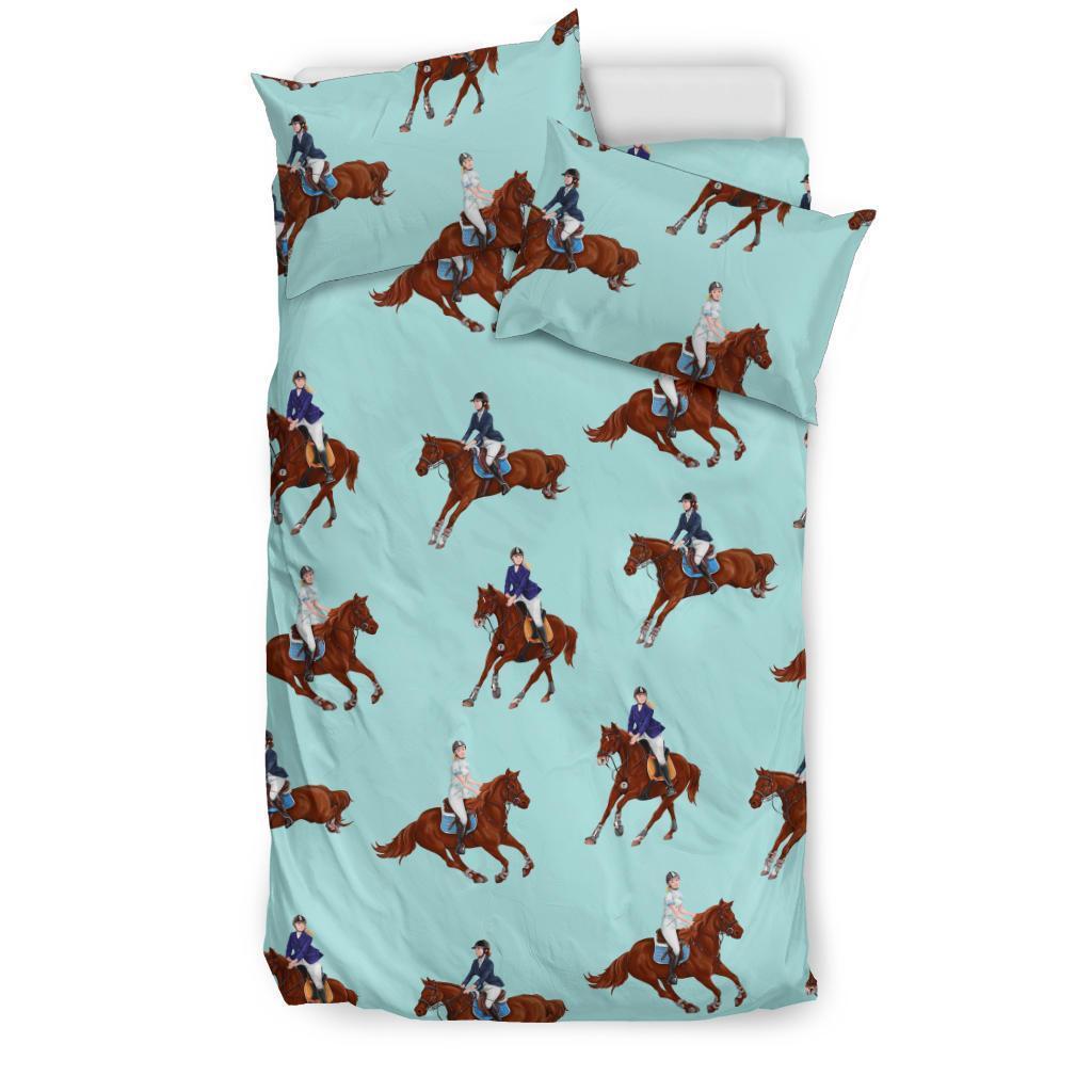 Equestrian Print Pattern Duvet Cover Bedding Set-grizzshop