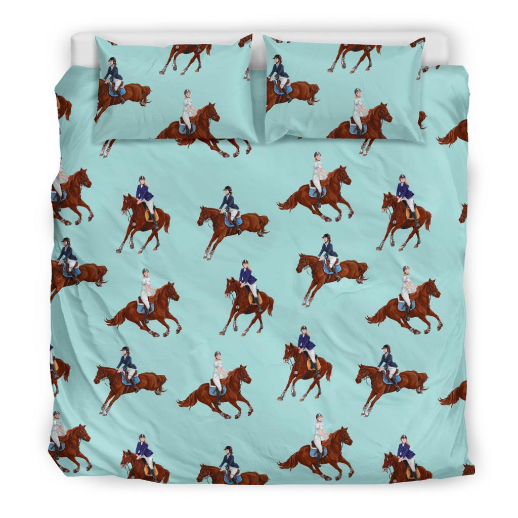 Equestrian Print Pattern Duvet Cover Bedding Set-grizzshop