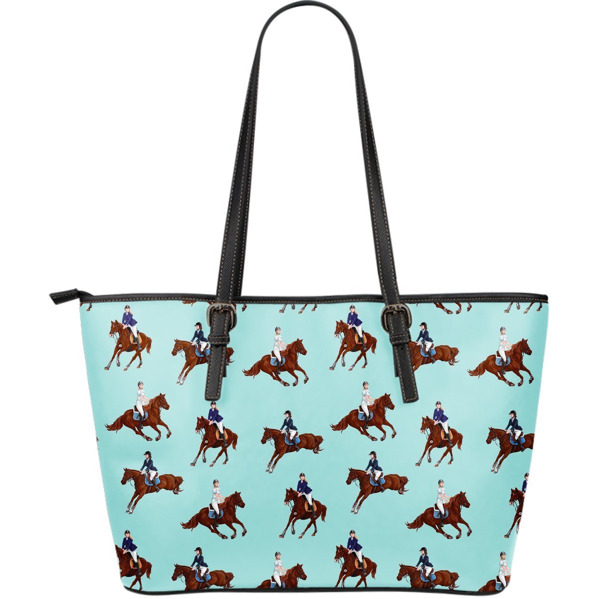 Equestrian Print Pattern Leather Tote Bag-grizzshop