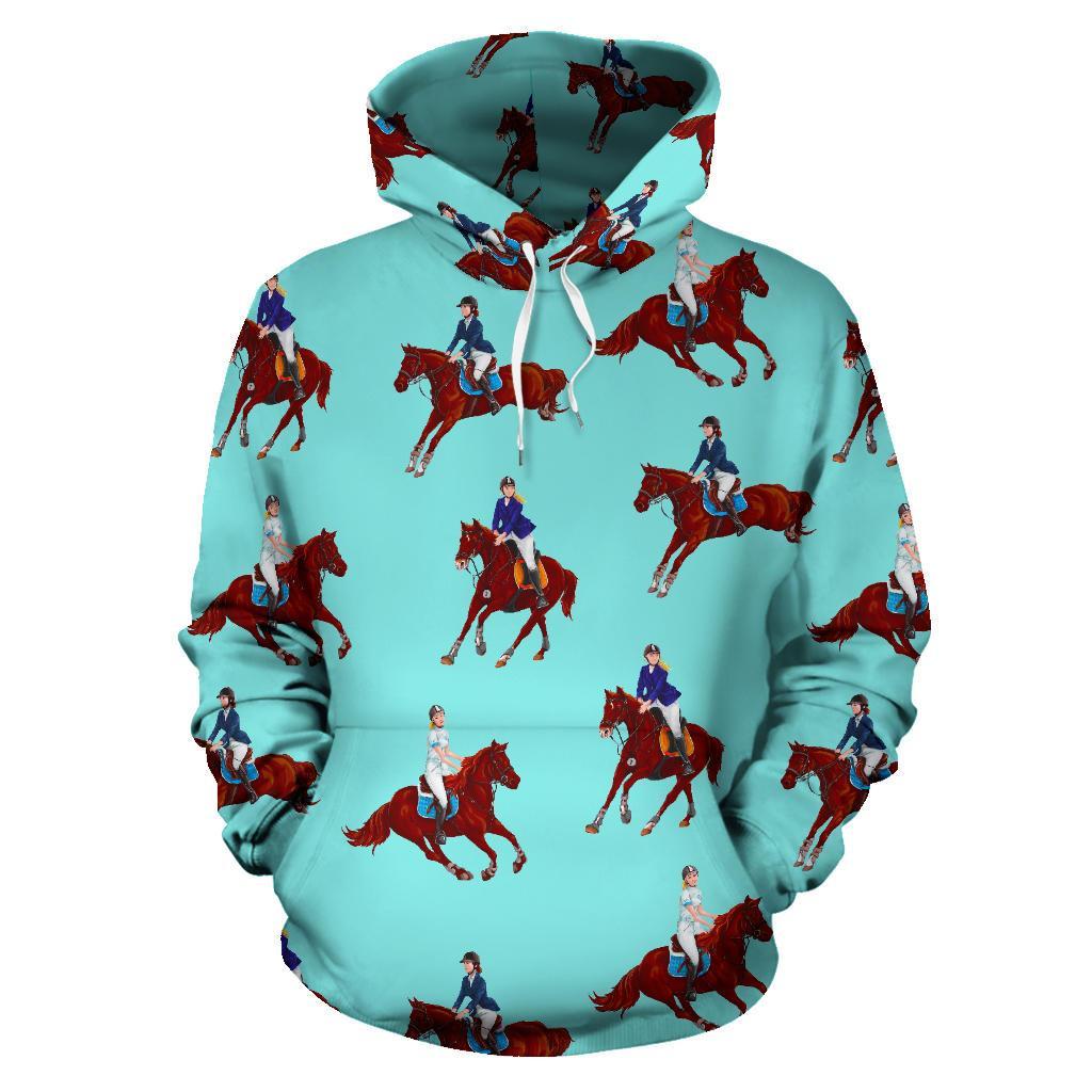 Equestrian Print Pattern Men Women Pullover Hoodie-grizzshop