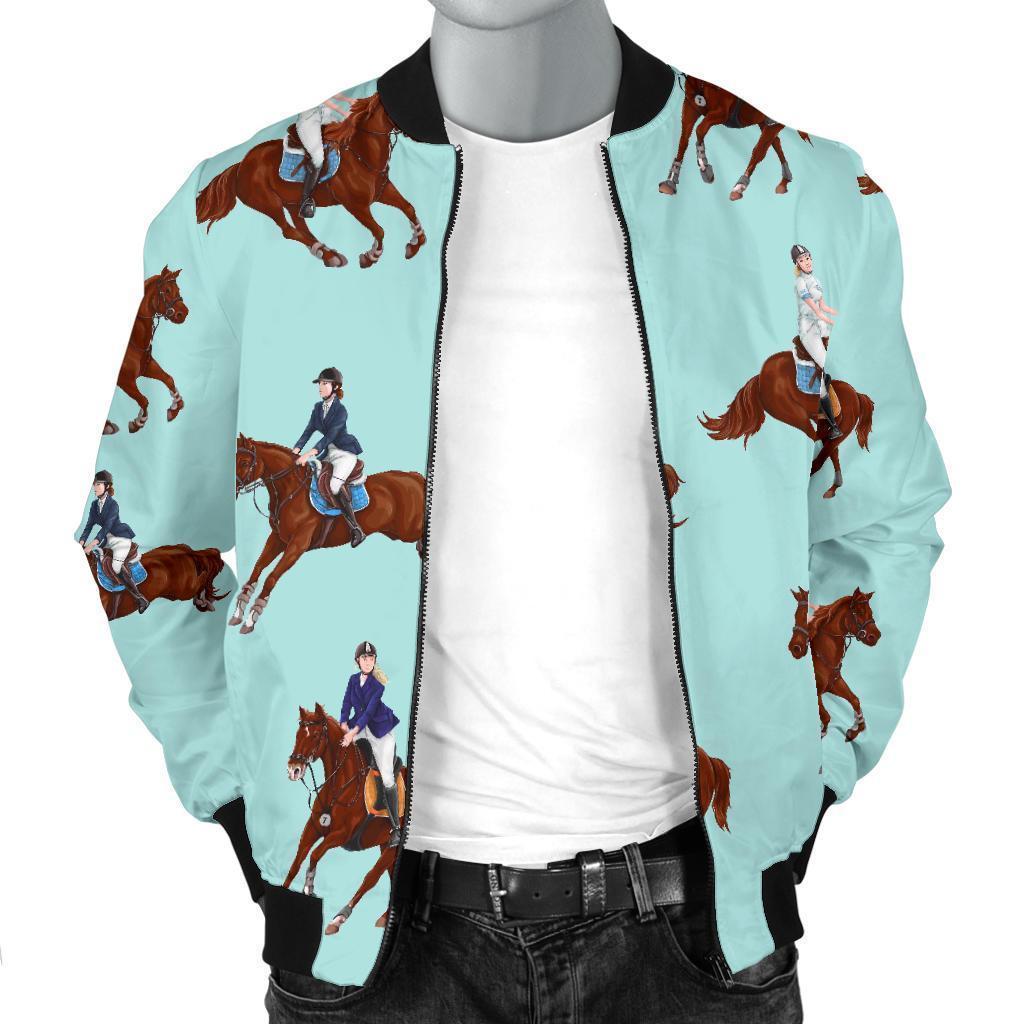 Equestrian Print Pattern Men's Bomber Jacket-grizzshop