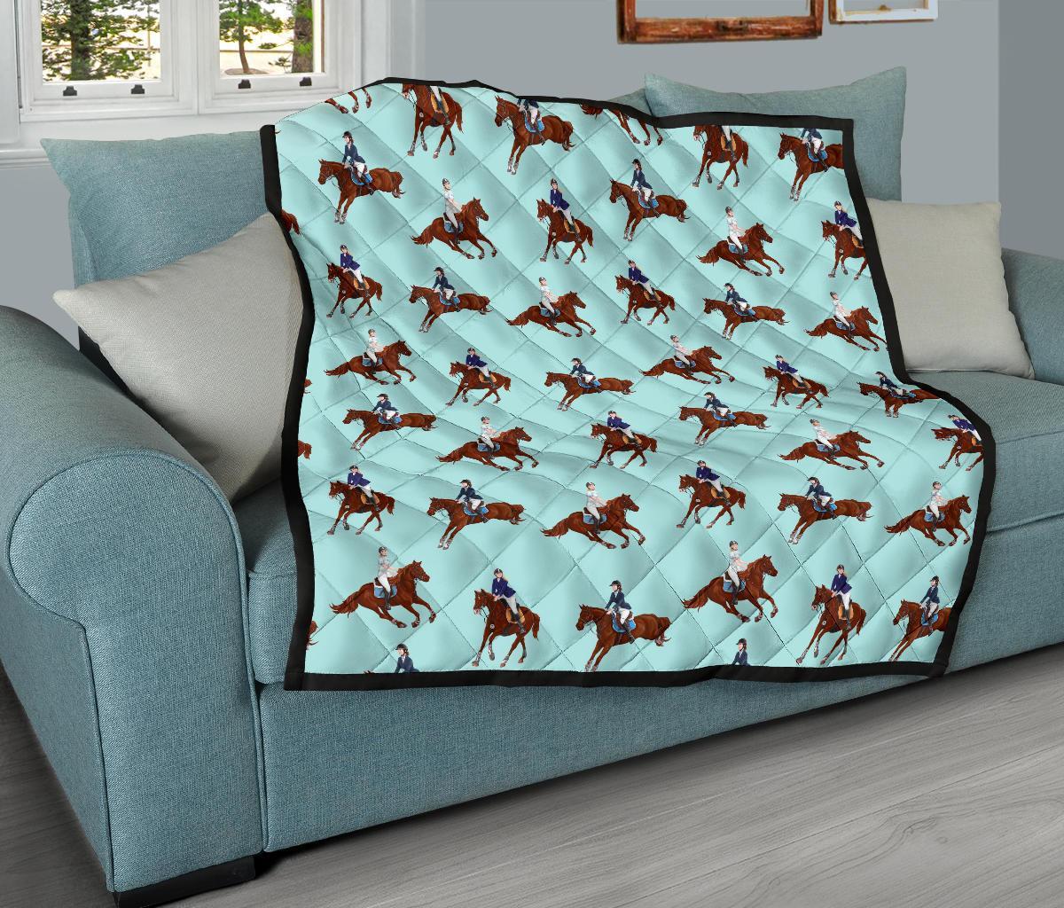 Equestrian Print Pattern Quilt-grizzshop