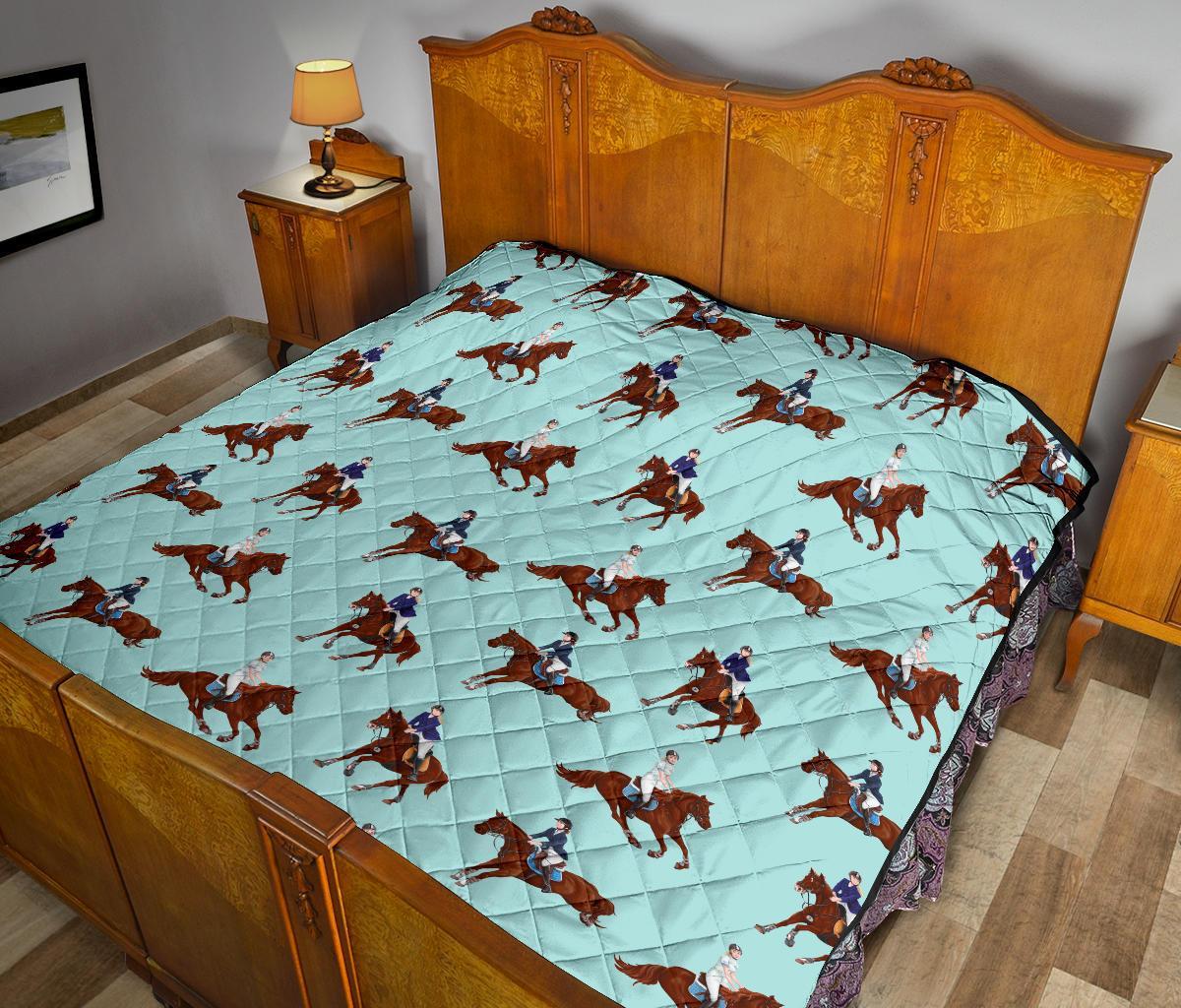 Equestrian Print Pattern Quilt-grizzshop