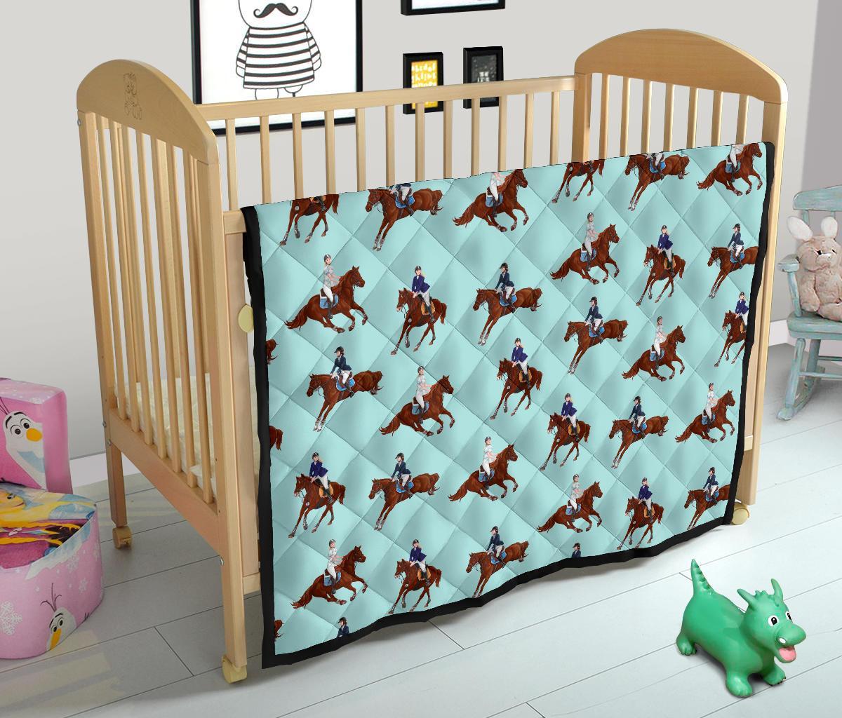 Equestrian Print Pattern Quilt-grizzshop