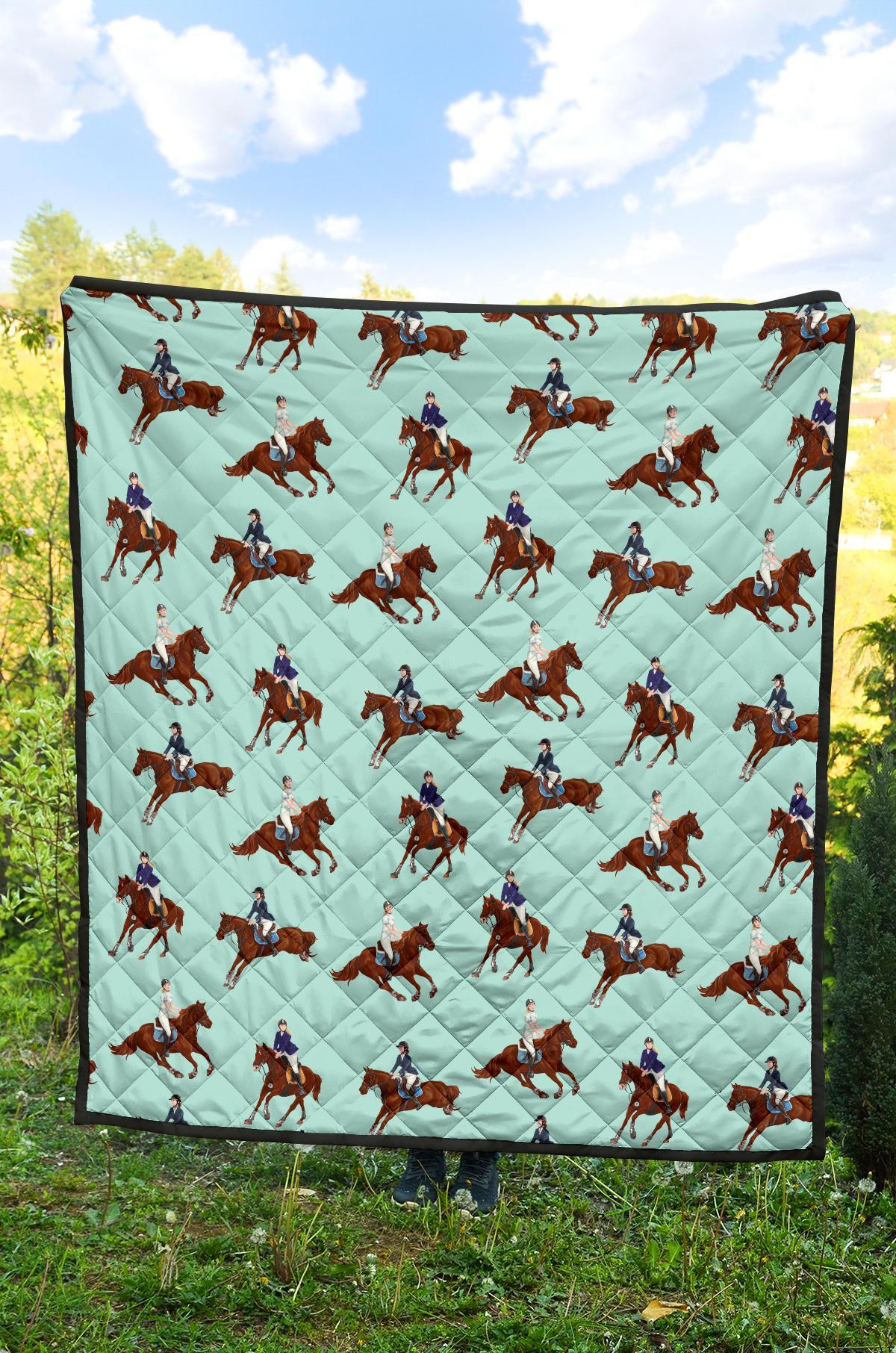 Equestrian Print Pattern Quilt-grizzshop