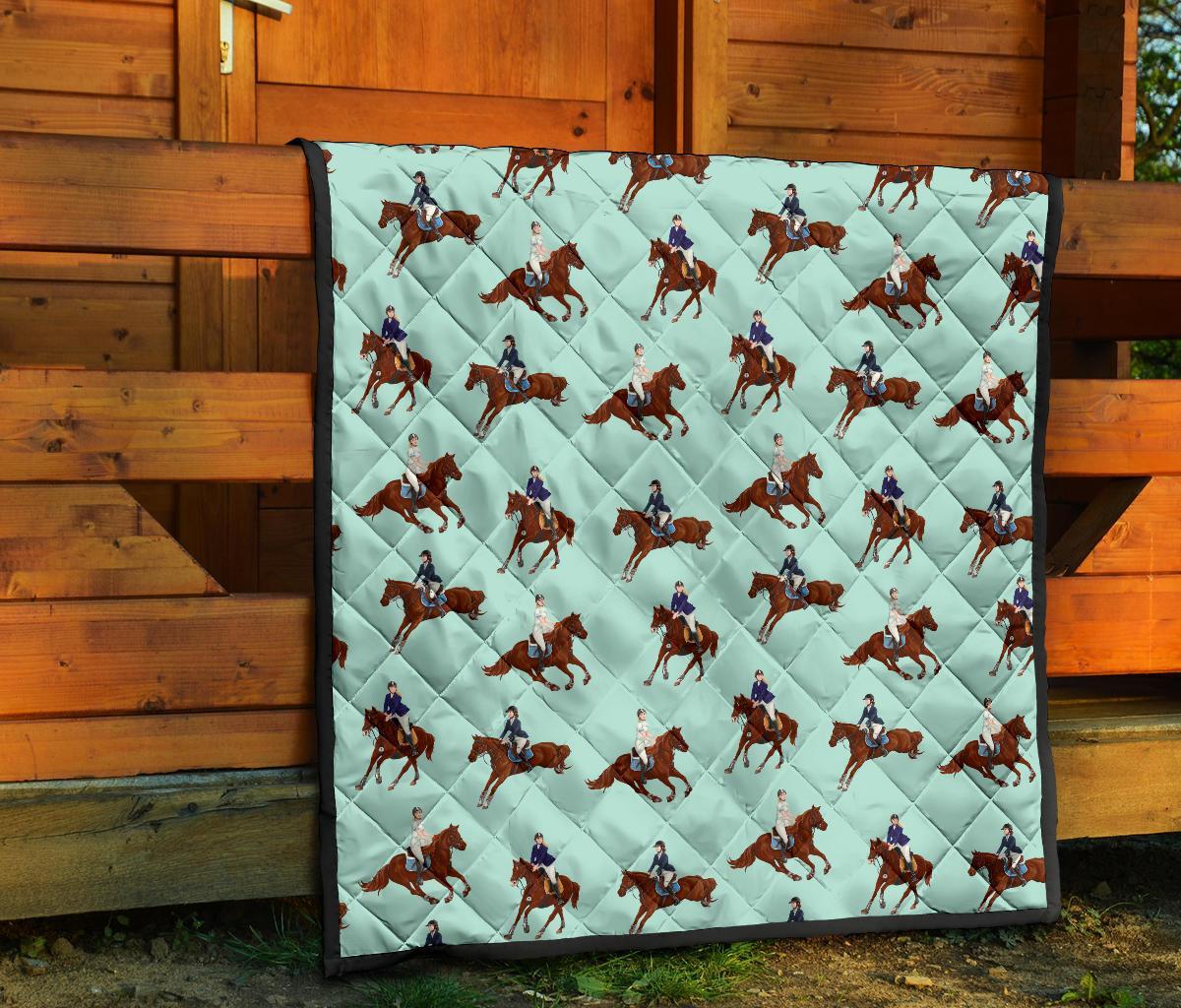 Equestrian Print Pattern Quilt-grizzshop